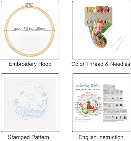 Louise Maelys Floral Dog Embroidery Kit for Beginners Handmade Gift - Image 2