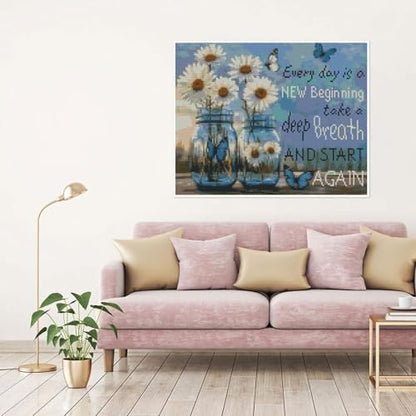 Flower Stamped Cross Stitch Kits Cross Stitch Patterns，Dimensions Cross Stitch Kits Embroidery Kit Arts and Crafts for Beginners 15.7x11.8 inch - Image 6
