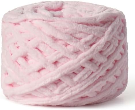 Plush Chenille Chunky Yarn 100g (49.2yd) - Fluffy Velvet Yarn Crochet for Blanket Knitting and Crocheting - Baby Yarns for Crocheting Soft - Amigurumi Yarns (Pink) by OMoiut