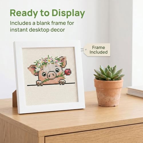 Cute Pig Stamped Cross Stitch Kits for Beginners Adults with Framed - Image 6