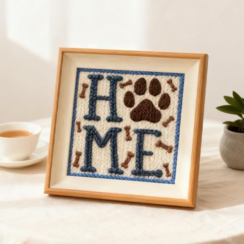 INFUNLY Punch Needle Kit for Adults Beginner Dog Home Punch Needle Kits with Fabrics Floss Instruction Pet Paw Needlepoint Embroidery Kits for Craft Lovers and Home Decor - Image 5