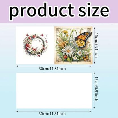 6PCS Butterflies and Flowers Diamond Art Painting Greeting Cards Kit with Envelopes - 5D DIY Diamond Art Card Kits for Adults - Handcrafted Postcards for Birthday & Holiday - Image 4