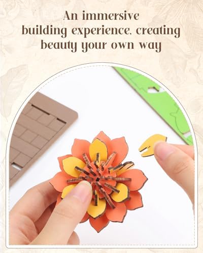 KAAYEE 3D Puzzles for Adults Cactus Potted, 92 Pcs Wooden Puzzle DIY Handcraft Kit, Succulent Flower Series Home Office Decor, Gift for Friends Family Elders Birthday Housewarming - Image 5
