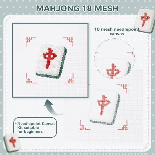 13Pcs Red Dragon 18 Mesh Needlepoint Canvas Kit for Beginners Adults - Image 3