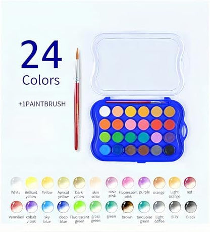 Watercolor Workbook，Water Paint Adult Set，Easy Coloring Book,Beautiful Paintings for Beginner (Flower - 24 Colors) - Image 2