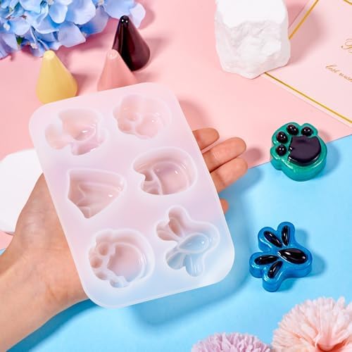 Paw Print Silicone Mold Cute Puppy Kitten Bear Paw Resin Casting Mold Animal Animal Footprint Epoxy Resin Molds for DIY Keychain Supplies Jewelry Making - Image 5
