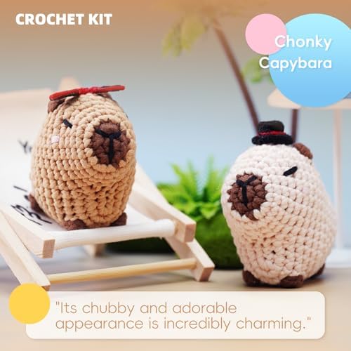 Crochet Kit for Beginners, Capybara Animal Kits for Adults, Amigurumi Set - Image 2