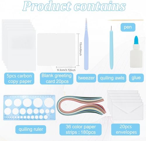 WEBEEDY Paper Quilling Kits DIY Quilling Card Making Kits Quilling Kit for Adults with 36 Colors Strips,Quilling Tools and Supplies,DIY Design Drawing Handcraft for Christmas Invitation Greeting Gift - Image 2