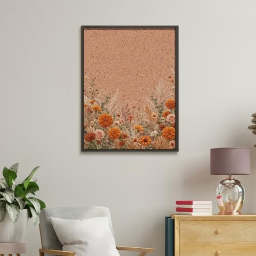 Paint by Numbers Kit for Adults Beginner Art Decor Orange Floral Edge - Image 4