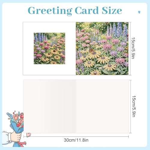 Artiphile DIY Pearl Art Painting Greeting Card Set Crafts Decor 6-Piece Foldable Cards Kit with Envelopes and Tools for Holiday Wishes Adult Crafting Project-Flowers - Image 3