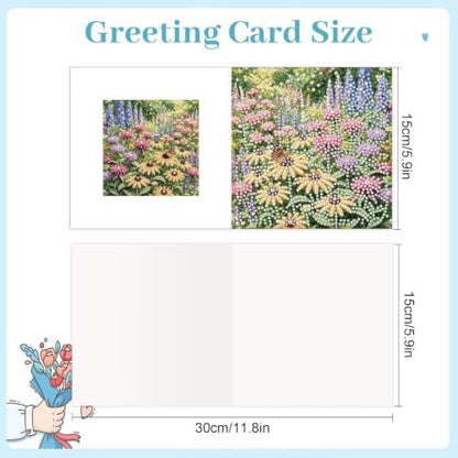 Artiphile DIY Pearl Art Painting Greeting Card Set Crafts Decor 6-Piece Foldable Cards Kit with Envelopes and Tools for Holiday Wishes Adult Crafting Project-Flowers - Image 3