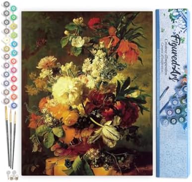 Figured'Art Paint by Numbers Kit for Adults Flowers from France 16"x20" - Craft Art Painting DIY Kit Rolled Canvas Without Frame by FiguredArt