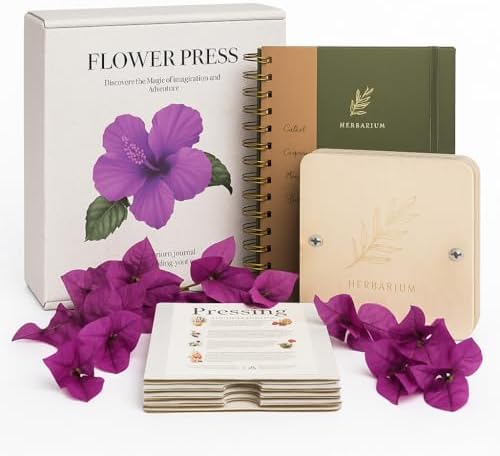 WOKK Flower Press Kit with Herbarium Journal – Wooden Botanical Press for Adults & Teens, Pressed Flower Crafts & Wedding Bouquet Preservation by WOKK