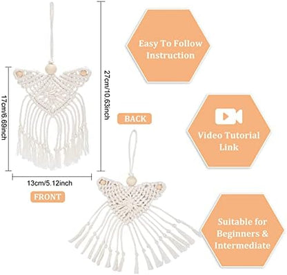 ORIGACH 3 Sets DIY Macrame Angel Kit, Boho Macrame Angel Wall Hanging Ornament, Macrame DIY Kit Tutorial for Adults - Image 4