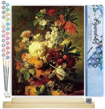 Figured'Art Paint by Numbers Kit for Adults Flowers from France 16"x20" - Craft Art Painting Rolled Canvas with DIY Wooden Frame by FiguredArt