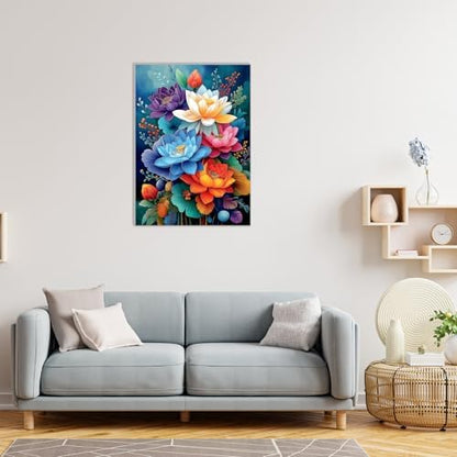MAXBYE Framed Paint by Numbers Kits for Adults, Flowers Paint by Numbers Kit for Adults with Wooden Easel, Easy DIY Oil Painitings Kits with Tools for Beginners Gift Home Wall Decor 10×14 Inch - Image 4