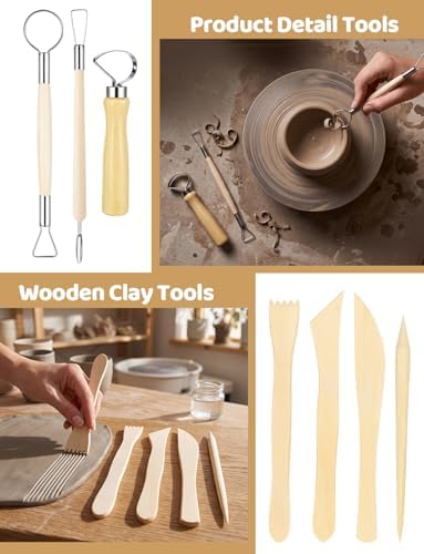44Pcs Clay Sculpting Tools Kit, Ceramic Clay Ball Stylus Dot Painting Tools, Air Dry Clay Tools Set for Carving, Dotting, Embossing, Shaping, Molding, Pottery Crafts, Nail Art, Rhinestone, Rock - Image 3