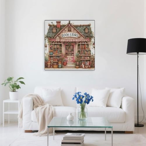 MYBISYMQQ Book Store Cross Stitch Kits for Adults,11CT Stamped Cross Stitch Kits for Beginner,DIY Needlepoint Embroidery Patterns Kits Embroidery Patterns for Home Wall Decor 13.7x13.7 inches - Image 5