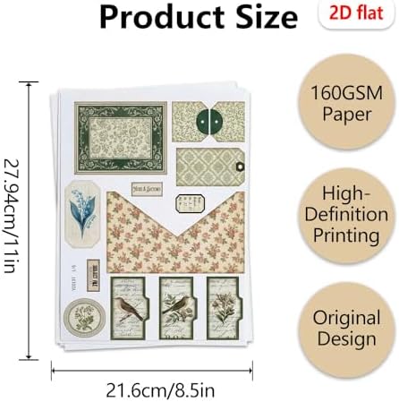 Trifold Folio Mini Project,Folio Booklet Craft Kit, Junk Journal Kit, Scrapbooking Supplies, Journaling Decor, Mini Folio Writer Folder Project, Arts & Crafts Gifts, Handmade Decor Accessories - Image 3