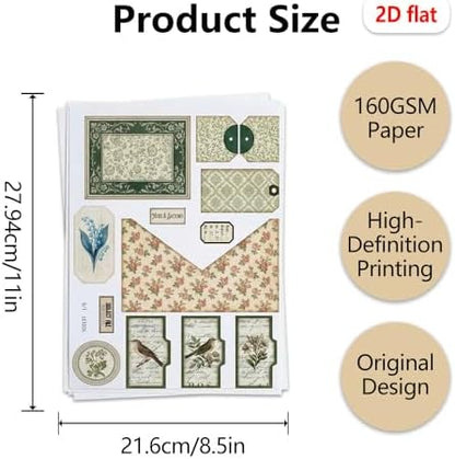 Trifold Folio Mini Project,Folio Booklet Craft Kit, Junk Journal Kit, Scrapbooking Supplies, Journaling Decor, Mini Folio Writer Folder Project, Arts & Crafts Gifts, Handmade Decor Accessories - Image 3