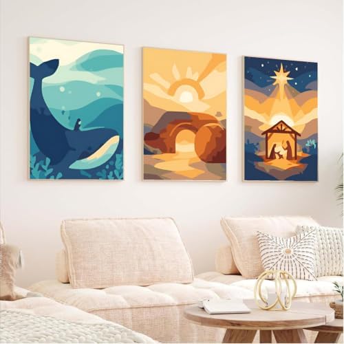 Clendo 6 Packs Paint by Numbers Kit for Adults, Bible Adult Paint by Number Kits on Canvas Without Frame, DIY Oil Painting for Home Decor Gift 8” W x 12”L - Image 5
