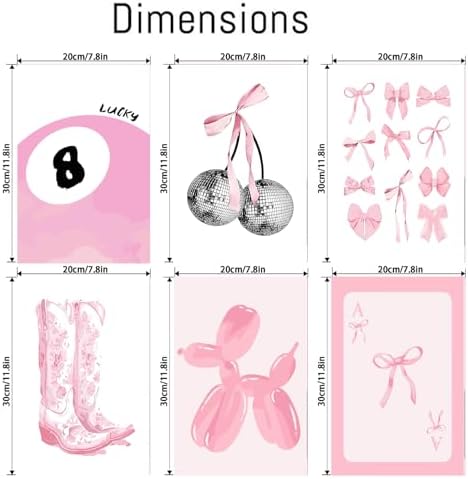 NEGEKFKX 6 Pack Coquette Paint by Numbers Kit for Adults Beginner,Cute Pink Easy Adult Paint by Number Kits on Canvas DIY Painting for Beginners Art by Numbers for Home Wall Decor 8x12 Inch - Image 4