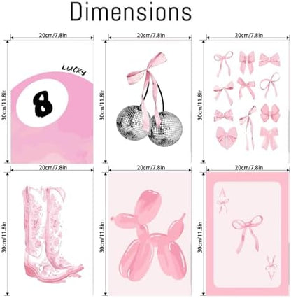 NEGEKFKX 6 Pack Coquette Paint by Numbers Kit for Adults Beginner,Cute Pink Easy Adult Paint by Number Kits on Canvas DIY Painting for Beginners Art by Numbers for Home Wall Decor 8x12 Inch - Image 4