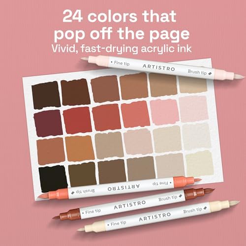 ARTISTRO 24 Skin Tones Dual-Tip Acrylic Paint Marker Pens for Drawing - Image 2