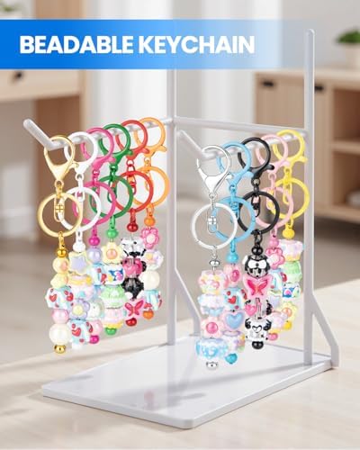 RQAYE 30pcs Beadable Keychains Keychain Bulk kit Cute Blank Bead Keychain Strip DIY Men's and Women's Making Supplies Crafts, Jewelry, Bag Accessories, Customized Project Gifts (Multicolor) - Image 6