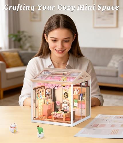 Sakura Izakaya Miniature House Kit, DIY Japan Street Style Dollhouse Kits with LED Light & Mini Furniture, Creative Gift for Women Teens Who Love Cherry Blossom Decor - Image 6