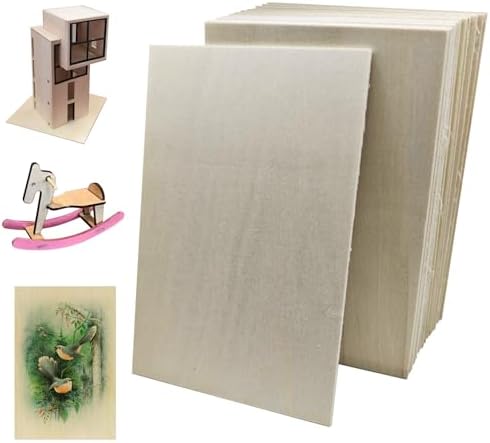 MUXGOA 20 Pcs Poplar Plywood Sheets,Unfinished Thin Wood Sheet for Laser Cutting,Wood Burning,Painting, Model Making(150x100x2mm) by MUXGOA