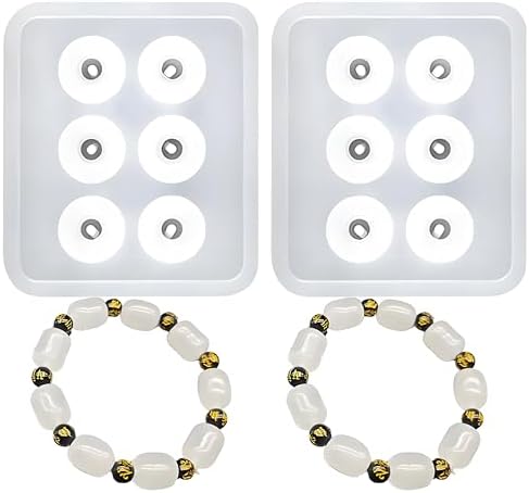 Bead Jewelry Molds with Hole for Epoxy Resin, Round Cabochon Jewelry Making Set, 6 Cavities, 2 Pack for Earrings Pendants Bracelets and Necklaces by MUYULIN