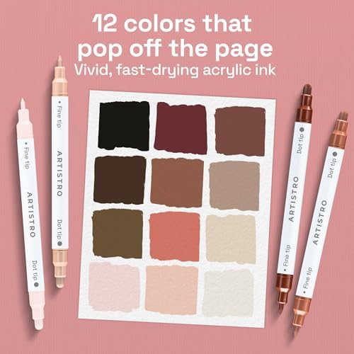 ARTISTRO Skin Tones Dual-Tip Acrylic Paint Marker Pens - Set of 12 - Image 2