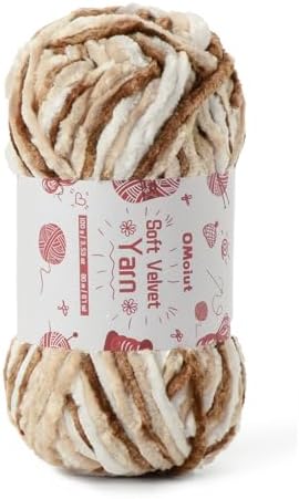 100g Fluffy Velvet Chenille Yarn for Crocheting and Knitting, 80m (87.5yd) Baby Yarn for Crocheting Soft, Crochet Chunky Yarns Amigurumi Yarns (White Coffee) by OMoiut