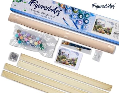 Figured'Art Paint by Numbers Kit for Adults Quiet Neighbourhood 16"x20" - Craft Art Painting Rolled Canvas with DIY Wooden Frame - Image 5