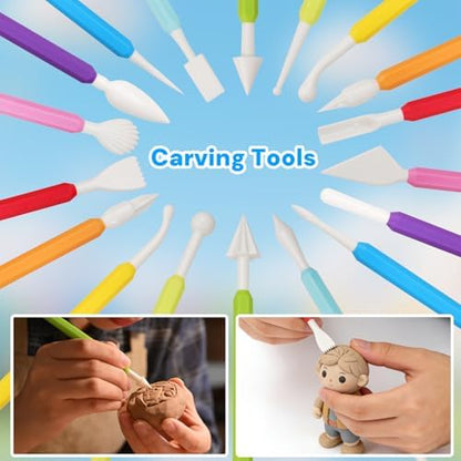 Acantha 27PCS Double-Ended Clay Tools Set, Colorful Sculpting Tools for Pottery, Polymer & Air Dry Clay, Ceramic Modeling Kit for Adults Kids Beginners - Image 3