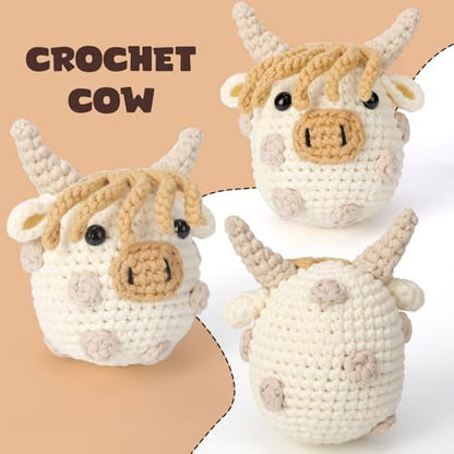 CrochetBox Polka Dot Highland Cow Crochet Kit for Beginners, Adults - Image 2