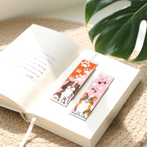 FREEBLOSS 12 Set Cross Stitch Bookmark Kits Colorful Pet Pattern Stamped Cross Stitch Kit 11CT Embroidery Kit with Instructions for Beginners 8 * 2.4inch - Image 6