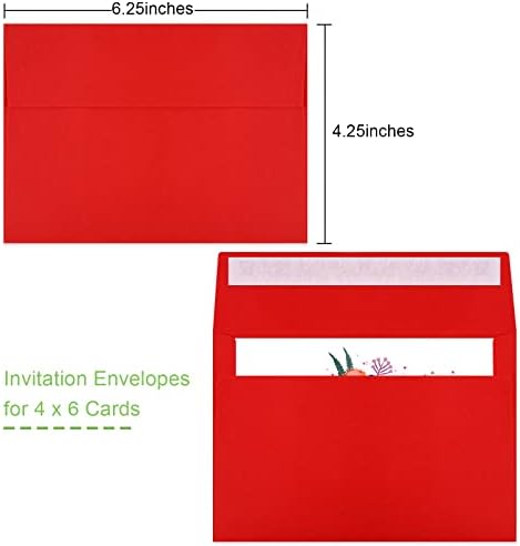 70 Packs A4 Envelope Red, 4x6 Photo Envelopes for Invitations, Envelopes Self Seal for Weddings, Baby Shower, Photos, Postcards, Greeting Cards, Mailing - Image 2