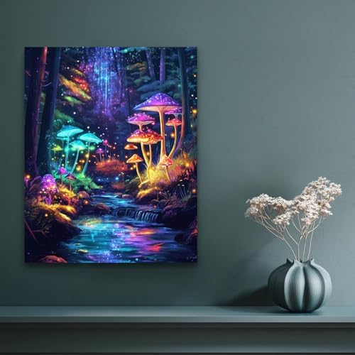 Banket Paint by Numbers Kit for Adults Beginner Mushroom DIY Painting Kits for Adults Forest Easy Adult Paint by Number Kits on Canvas Color by Numbers for Gifts Home Wall Decor 16x20 Inch - Image 2