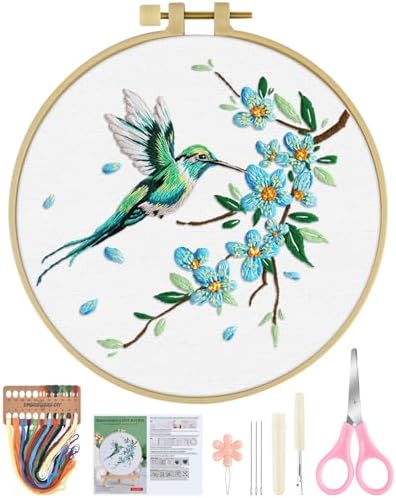 ERKOON Embroidery Kit for Beginners Adult, Hummingbird Embroidery Set by ERKOON