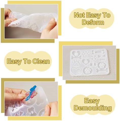 Resin Keychain Mold Epoxy Resin Molds for Keychain Making 1Pc Bone Dog Paw Heart Silicone Pendant Mold for Jewelry Making with 10Pcs Key Rings, 30Pcs Jump Rings - Image 4