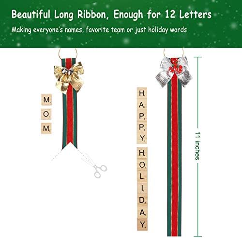 Christmas Ornaments Tree Decorations Personalized Crafts for Girls Adults Kids Kit DIY Ribbon Letter Tiles Bells Rustic Stockings Name Tags Hanging Xmas Decor for Gifts Wreath Room Holiday - Image 4
