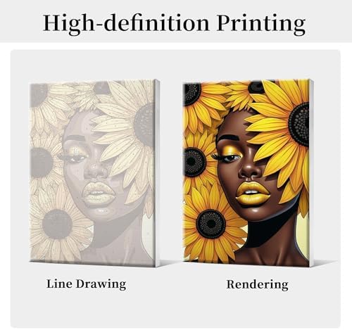 HeeBenor Framed Paint by Numbers Kit for Adults, Black Women, 8x12 Inch - Image 3