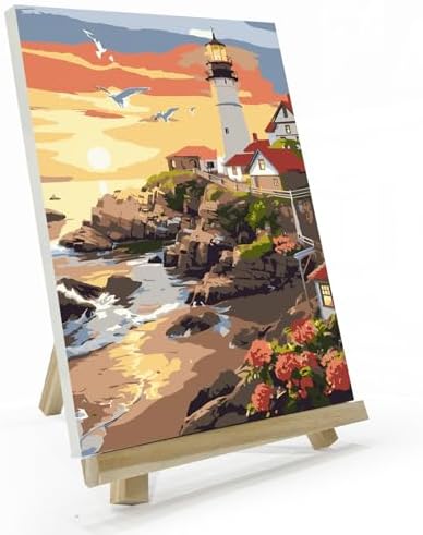 JOOZ Lighthouse Paint by Number for Adults with Frame, 8x12 Inch by Jooz