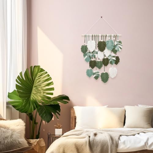 FREEBLOSS Macrame Wall Hanging Leaves Macrame Monstera Wall Hanging Tapestry DIY Macrame Kit for Beginners with Instruction Macrame Wall Hanging Kit for Adults Home Decoration, Clear - Image 7