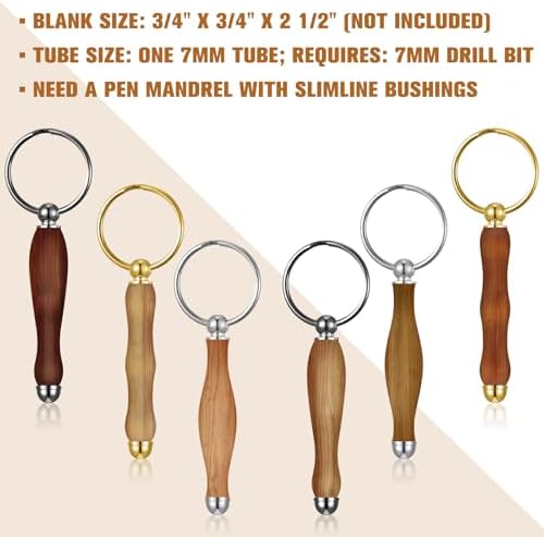 XunYee 12 Pcs WoodTurning Keychain Kit Woodturning Project Kit Wood Turning accessories Mandrel Woodturning keychain for Carpentry woodworker gift(Silver, Black, Gold) - Image 3