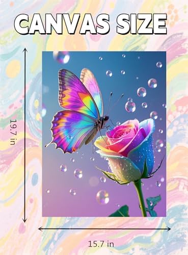 TINDAY Rose Paint by Numbers Kit for Adults Paint by Number for Adults Beginner Butterfly Painting by Number for Adult on Canvas Acrylic Painting Wall Decor 16x20 in - Image 5
