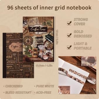 emmoolife Scrapbooking Supplies Kit, Coffee Vintage Aesthetic Scrapbook Kit for Bullet Junk Journal, DIY Journaling Supplies with Coffee Bean Cup, Latte Art, Birthday Craft Gift for Teen Girl Women - Image 3