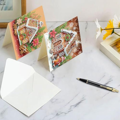 Diamond Painting Christmas Cards Kit for Adults - 6 Pack DIY Gingerbread House Greeting Cards with Envelopes - 5D Diamond Art Holiday Cards Set - Handmade Merry Christmas Thank You Cards Craft Gift - Image 4